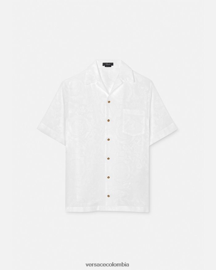 hombres camisa con silueta barroca Versace blanco 2RP40F1290 ropa