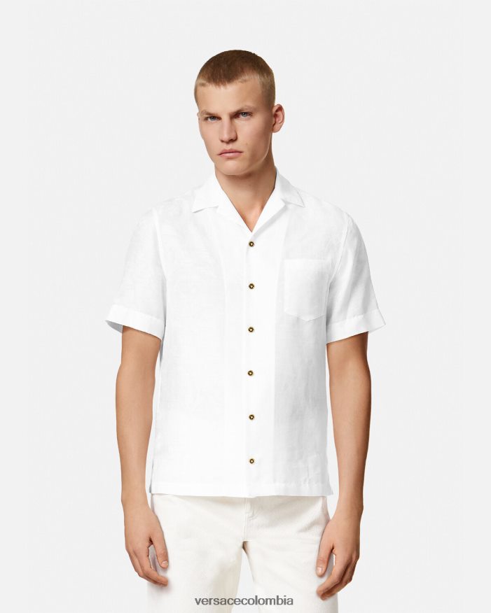 hombres camisa con silueta barroca Versace blanco 2RP40F1290 ropa