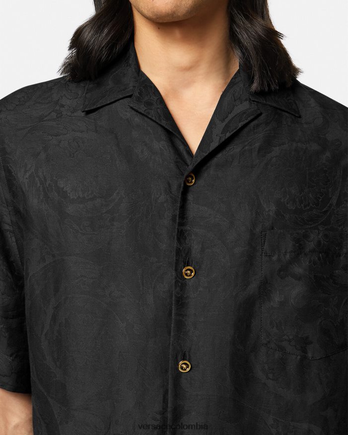 hombres camisa con silueta barroca Versace negro 2RP40F1289 ropa