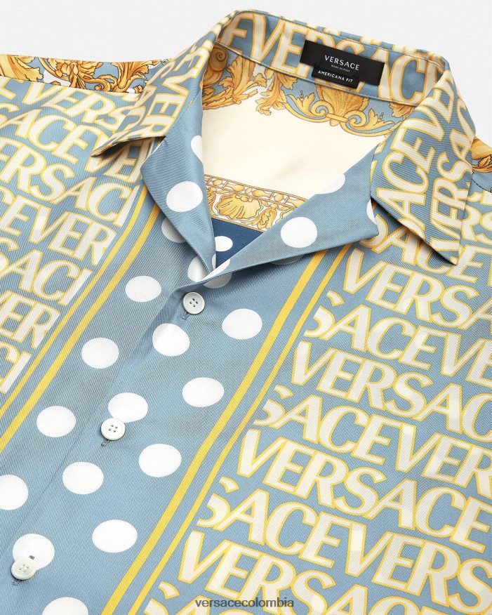 hombres camisa de seda entera Versace imprimir 2RP40F1285 ropa