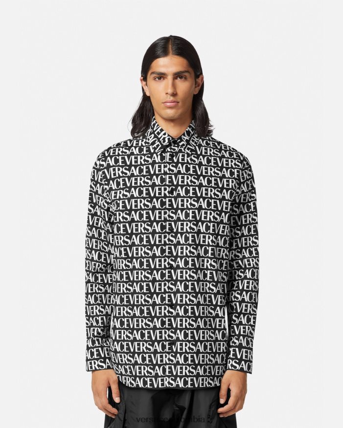 hombres camisa entera Versace negro y estampado 2RP40F1314 ropa