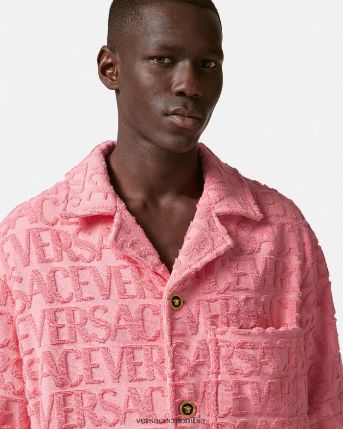 hombres sobrecamisa de toalla Versace rosa 2RP40F1281 ropa