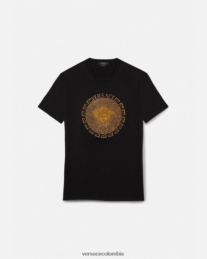 hombres camiseta con cristales de medusa Versace negro 2RP40F1374 ropa