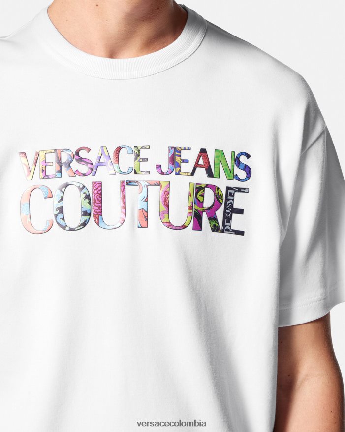 hombres camiseta con logo Versace blanco 2RP40F2370 ropa