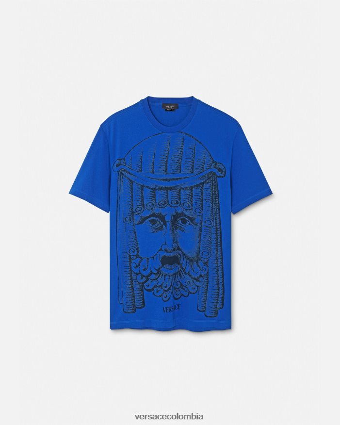 hombres camiseta la maschera Versace azul 2RP40F1383 ropa