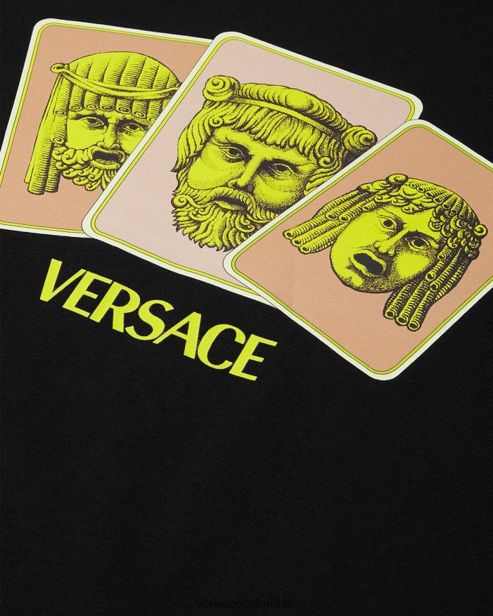 hombres camiseta le maschere Versace negro 2RP40F1382 ropa