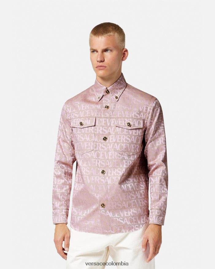 hombres sobrecamisa integral Versace rosa y estampado 2RP40F1218 ropa