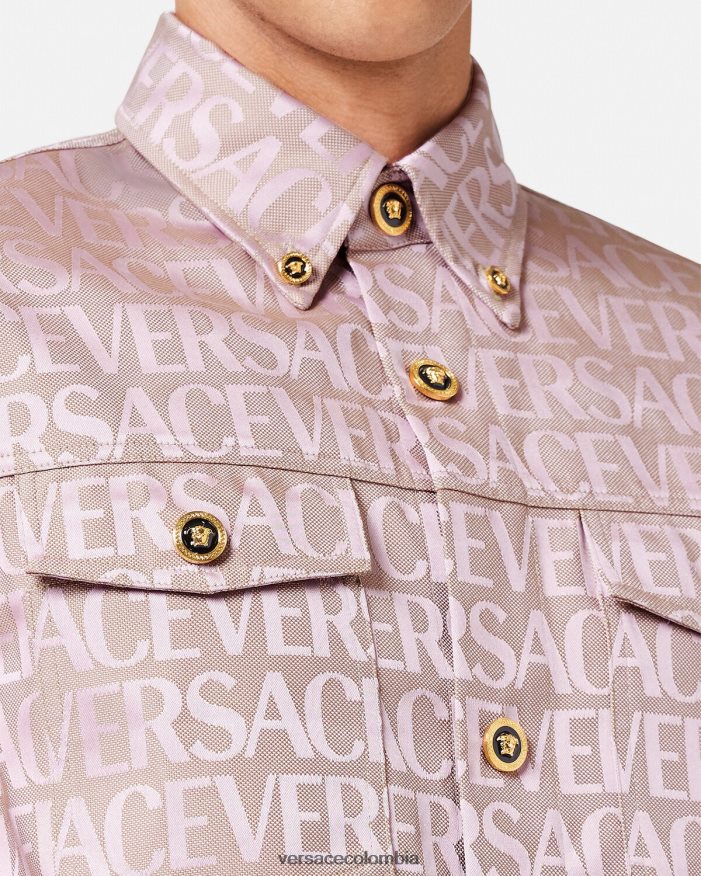 hombres sobrecamisa integral Versace rosa y estampado 2RP40F1218 ropa