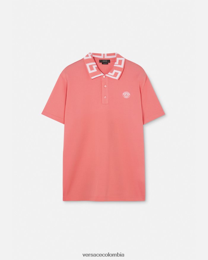 hombres polo con medusa greca Versace rosa 2RP40F1357 ropa