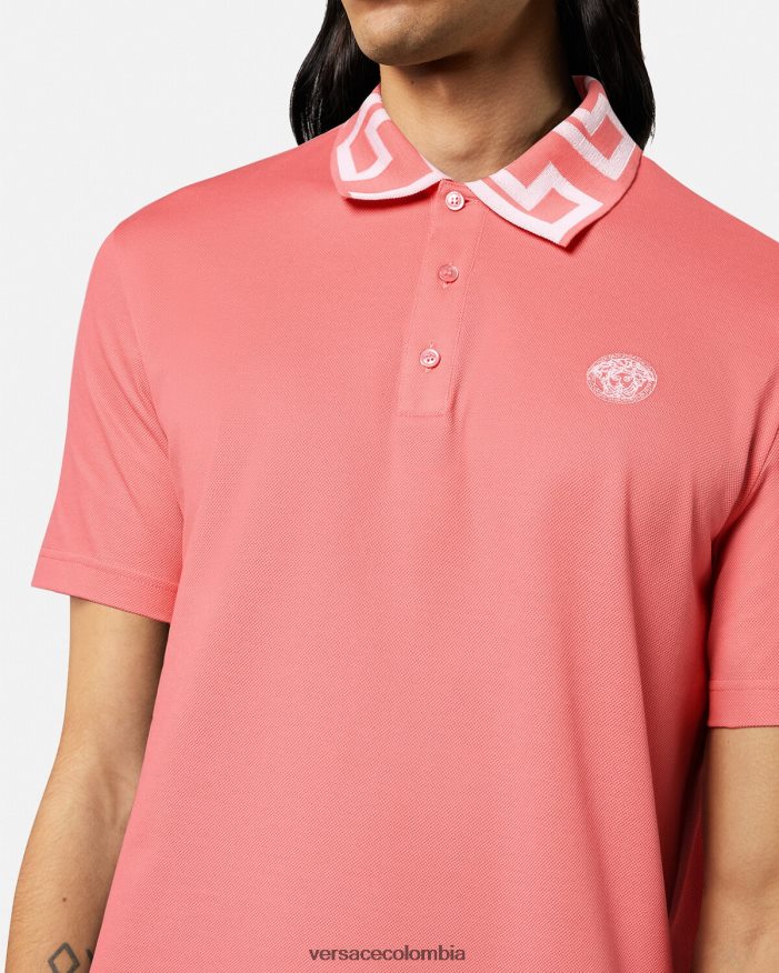 hombres polo con medusa greca Versace rosa 2RP40F1357 ropa