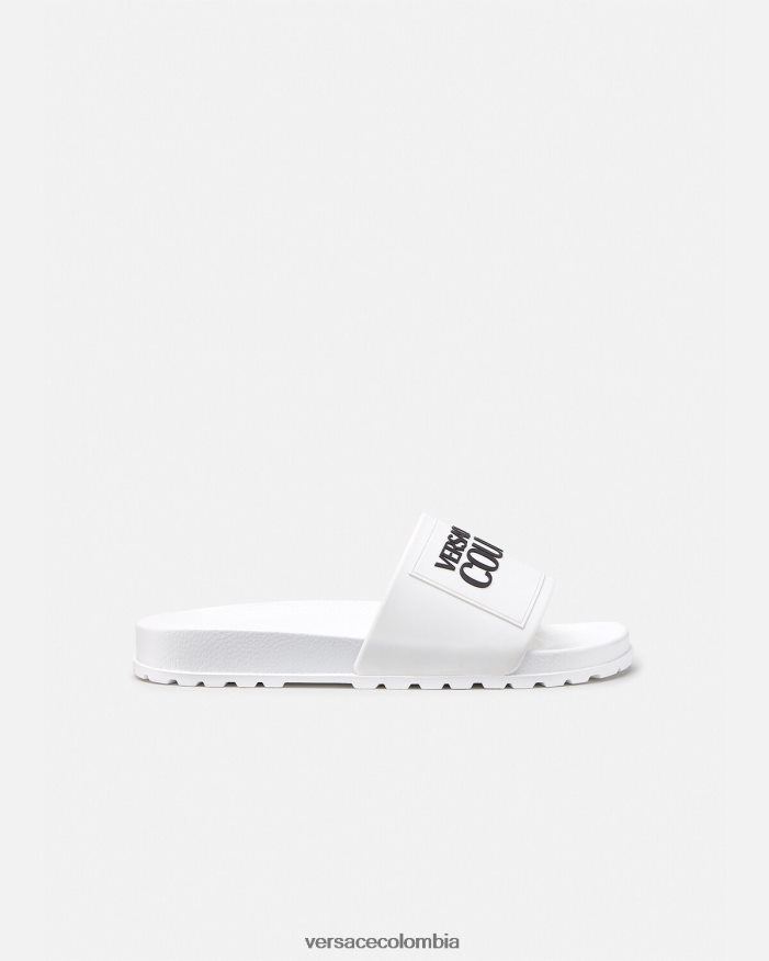 hombres chanclas de goma con logo Versace blanco 2RP40F2467 zapato