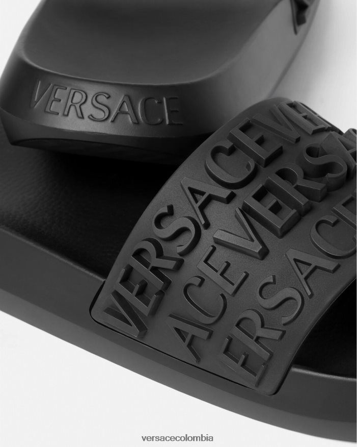 hombres chanclas integrales Versace negro 2RP40F1593 zapato