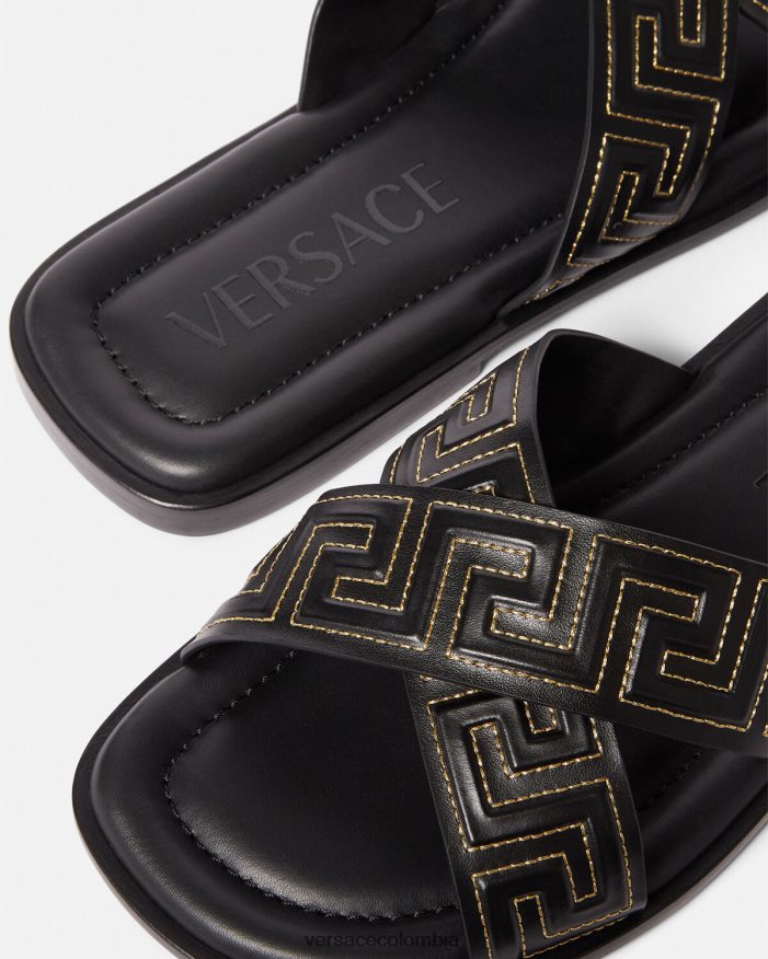 hombres sandalias grecas Versace negro 2RP40F1589 zapato