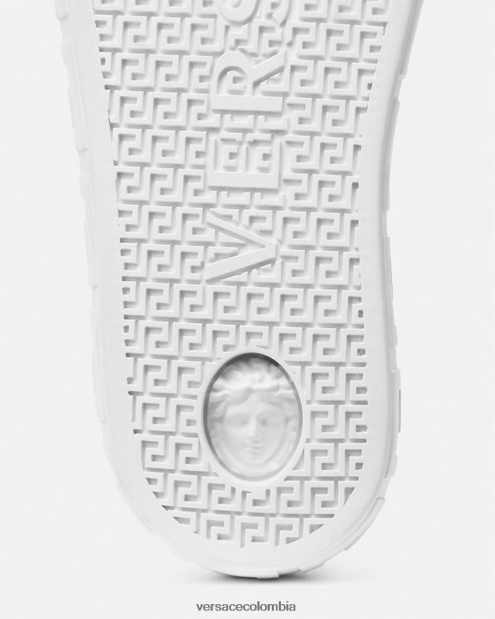 hombres zapatillas con grecas Versace Oro blanco 2RP40F1552 zapato