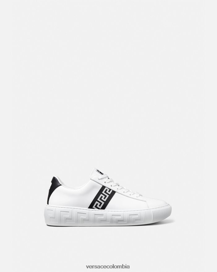 hombres zapatillas con grecas Versace blanco negro 2RP40F1551 zapato