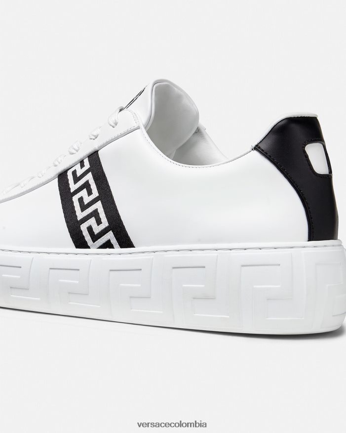 hombres zapatillas con grecas Versace blanco negro 2RP40F1551 zapato