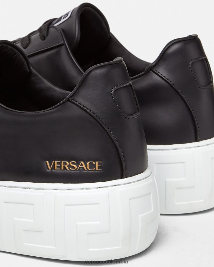 hombres zapatillas con grecas Versace negro 2RP40F1547 zapato