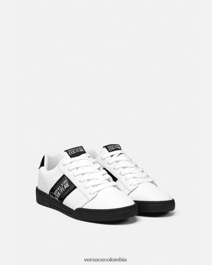 hombres zapatillas con logo brooklyn Versace blanco 2RP40F2453 zapato