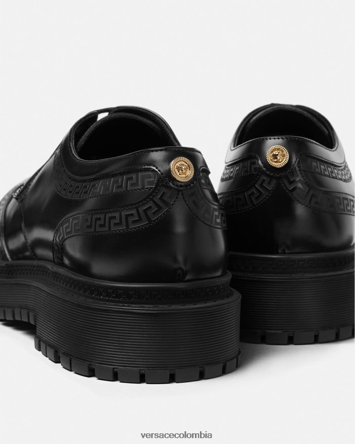 hombres zapatos derby con greca Versace negro 2RP40F1559 zapato