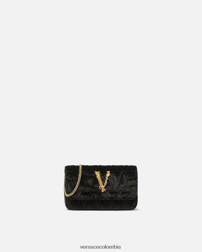 mujer bolso mini virtus de terciopelo Versace negro 2RP40F377 bolsas