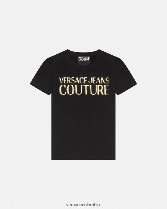 mujer camiseta con logo Versace oro negro 2RP40F2233 ropa