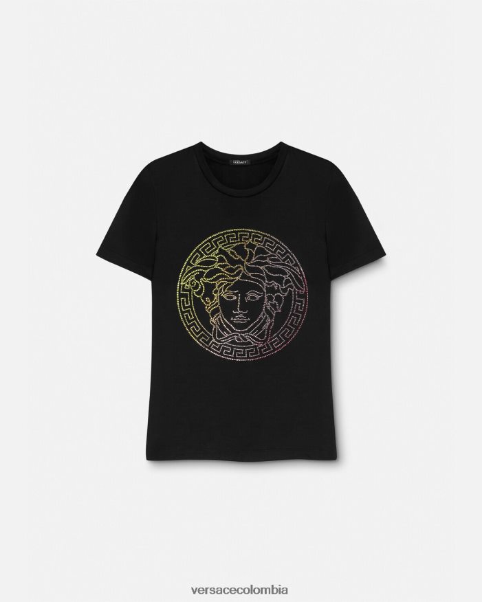 mujer camiseta con medusa de cristal Versace negro 2RP40F141 ropa