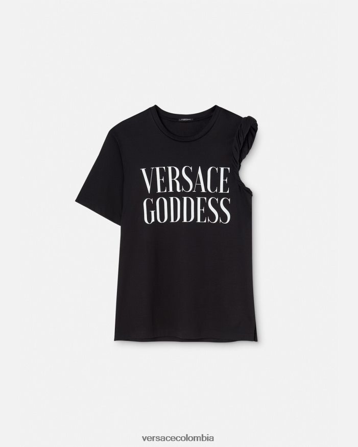 mujer camiseta enrollada diosa Versace negro 2RP40F155 ropa