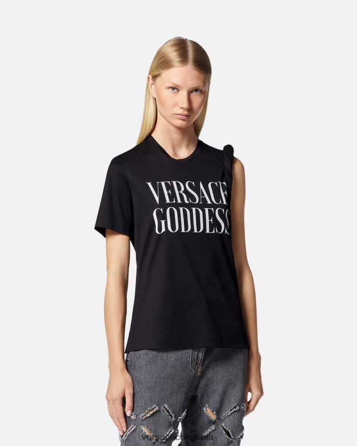 mujer camiseta enrollada diosa Versace negro 2RP40F155 ropa