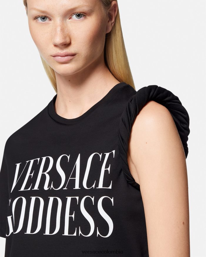 mujer camiseta enrollada diosa Versace negro 2RP40F155 ropa