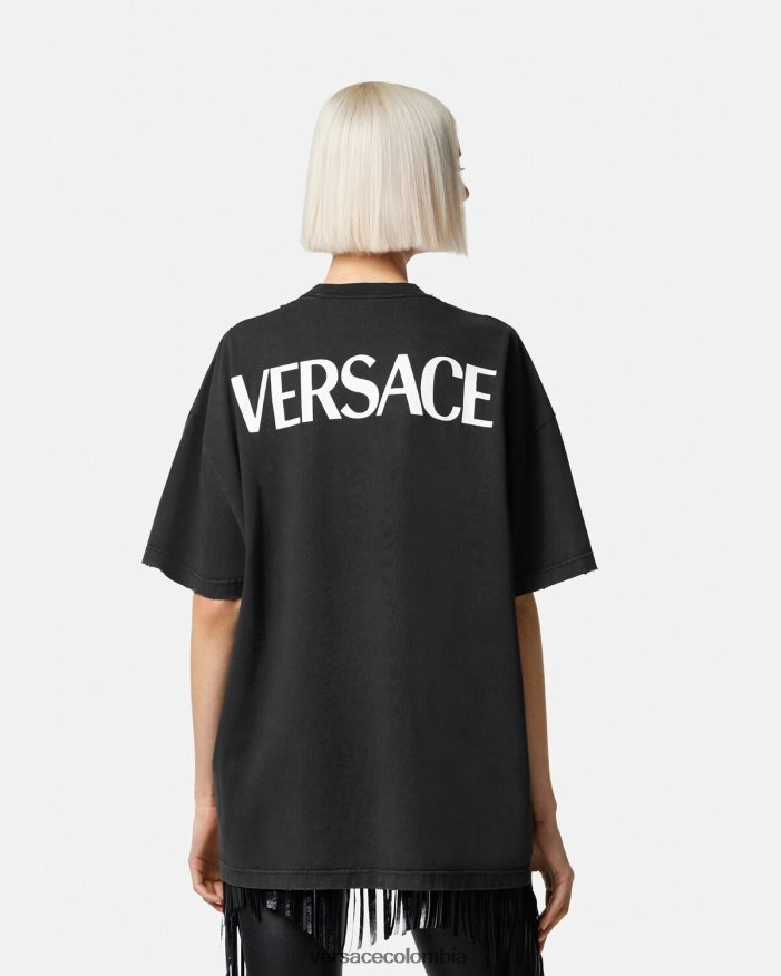 mujer camiseta extragrande de diosa Versace negro 2RP40F150 ropa