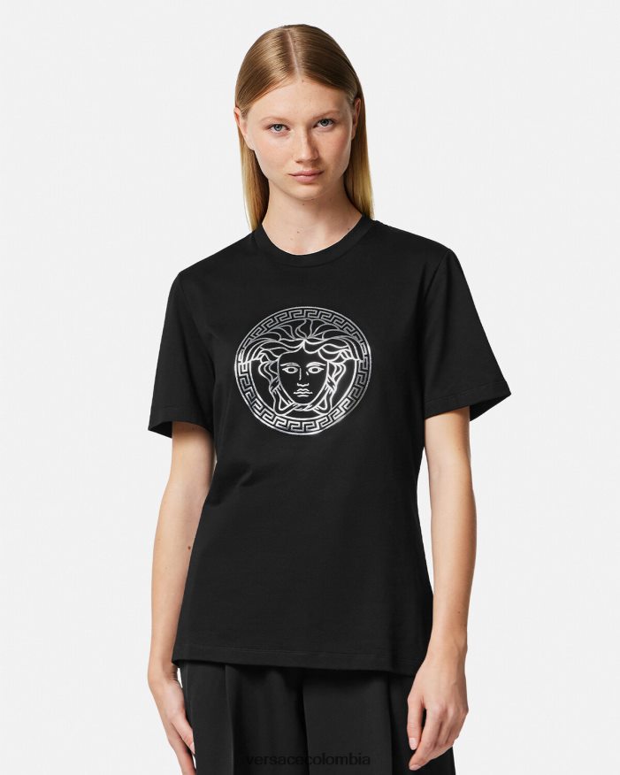 mujer camiseta medusa Versace negro 2RP40F129 ropa