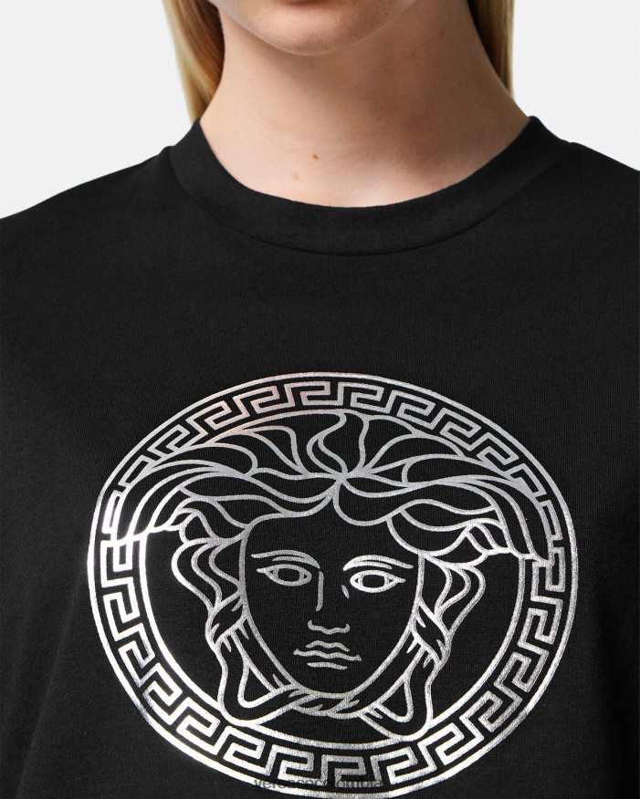 mujer camiseta medusa Versace negro 2RP40F129 ropa