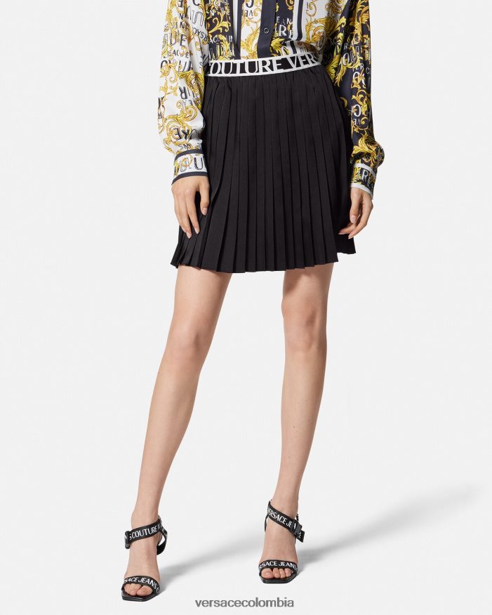 mujer falda plisada con logo Versace negro 2RP40F2152 ropa