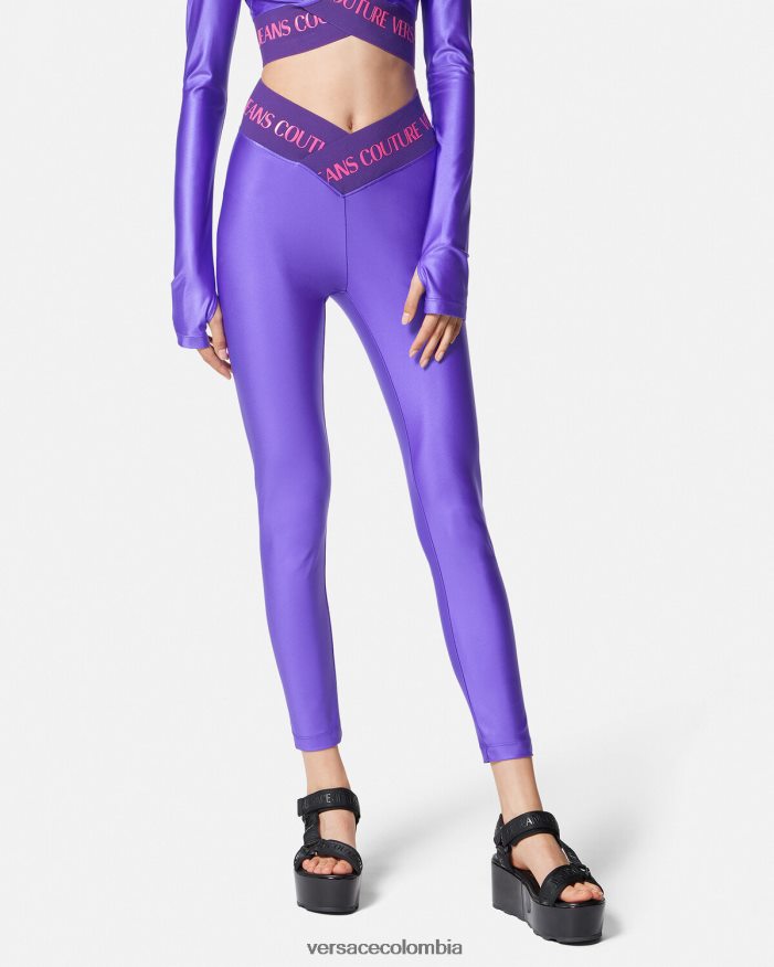 mujer leggins con logo Versace Violeta 2RP40F2240 ropa