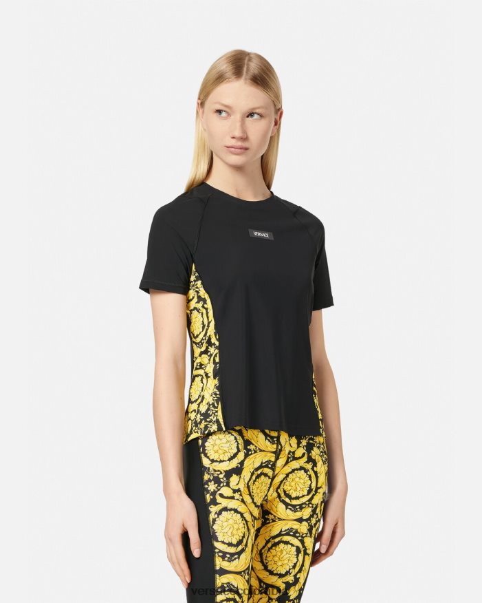 mujer camisa de gimnasio barroco Versace negro 2RP40F242 ropa