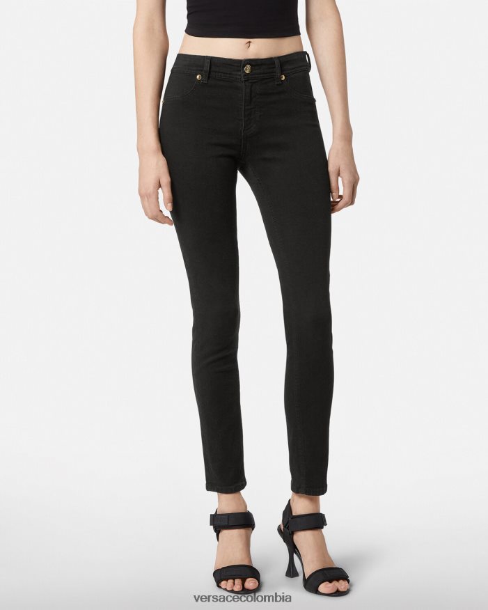 mujer jeans ajustados con logo Versace negro 2RP40F2246 ropa