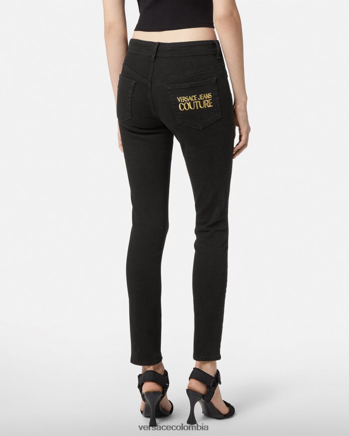 mujer jeans ajustados con logo Versace negro 2RP40F2246 ropa