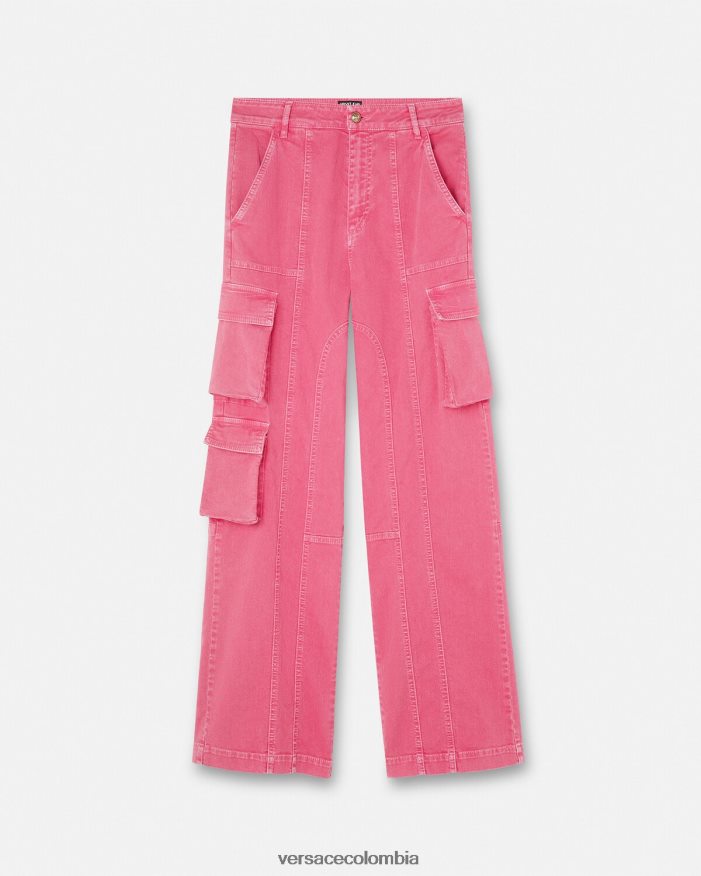 mujer jeans cargo rectos Versace fucsia 2RP40F2243 ropa