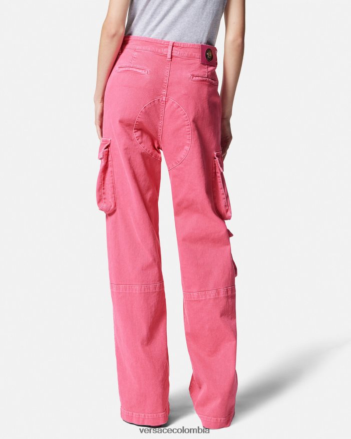 mujer jeans cargo rectos Versace fucsia 2RP40F2243 ropa