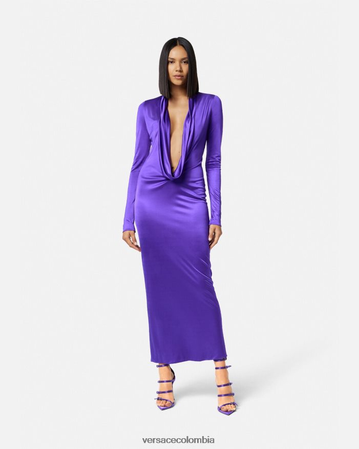 mujer vestido largo con capucha Versace Violeta 2RP40F60 ropa