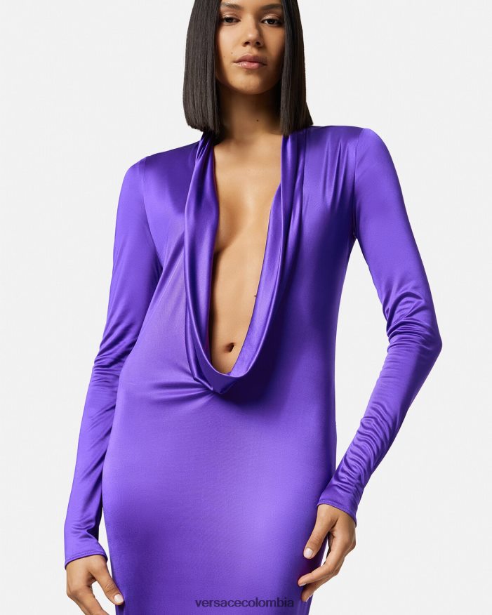 mujer vestido largo con capucha Versace Violeta 2RP40F60 ropa