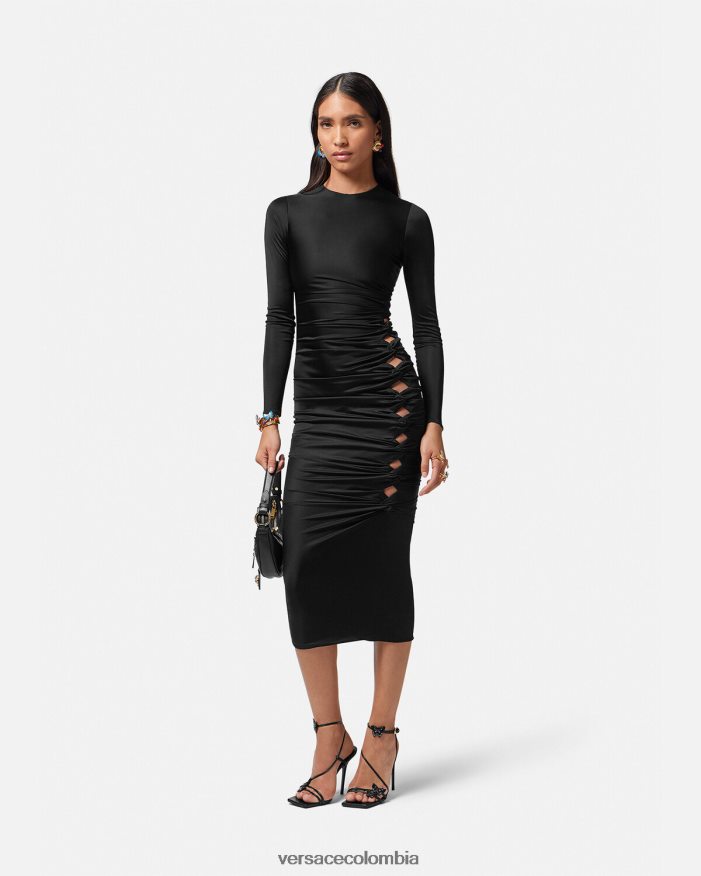 mujer vestido midi anudado Versace negro 2RP40F23 ropa