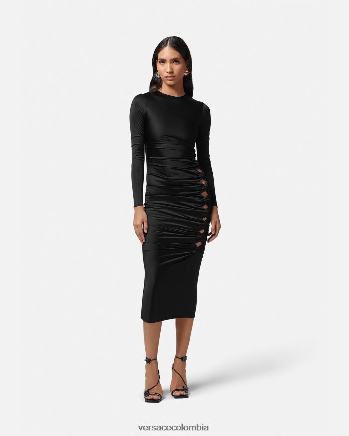 mujer vestido midi anudado Versace negro 2RP40F23 ropa