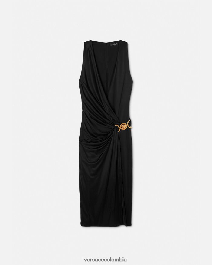 mujer vestido midi con medusa '95 Versace negro 2RP40F29 ropa