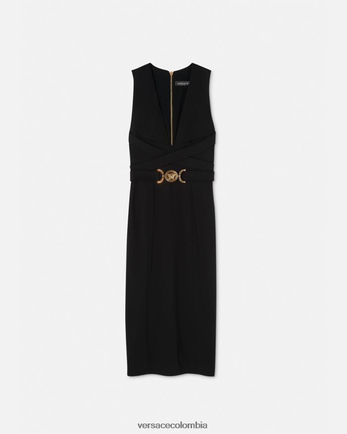 mujer vestido midi con medusa '95 Versace negro 2RP40F35 ropa