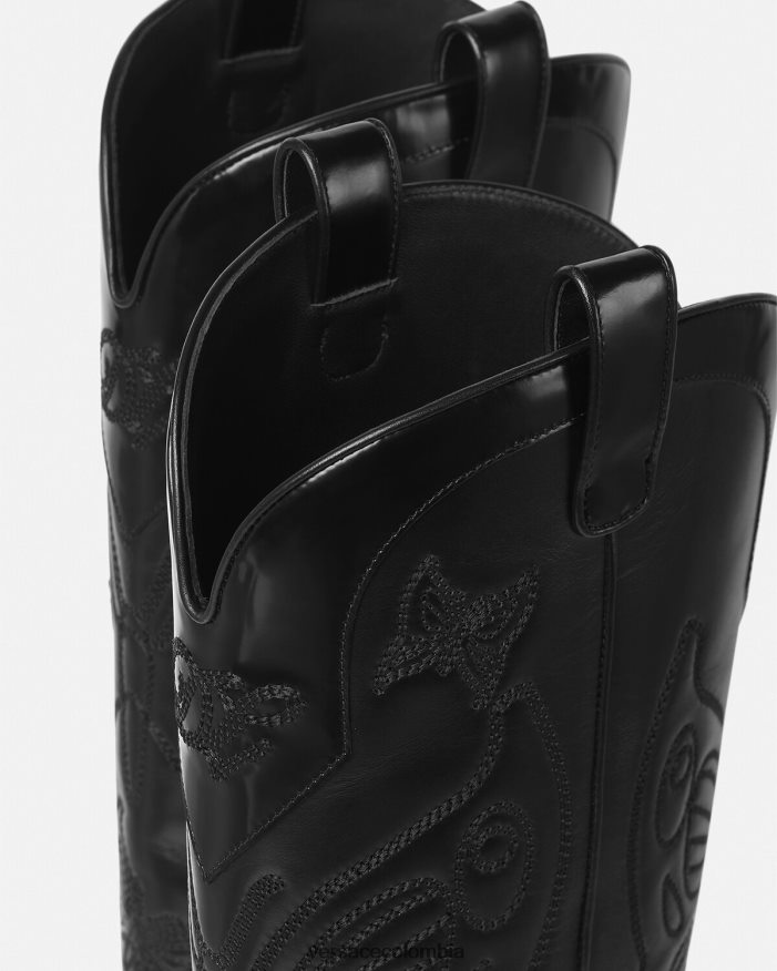 mujer botas altas con mariposas Versace negro 2RP40F473 zapato