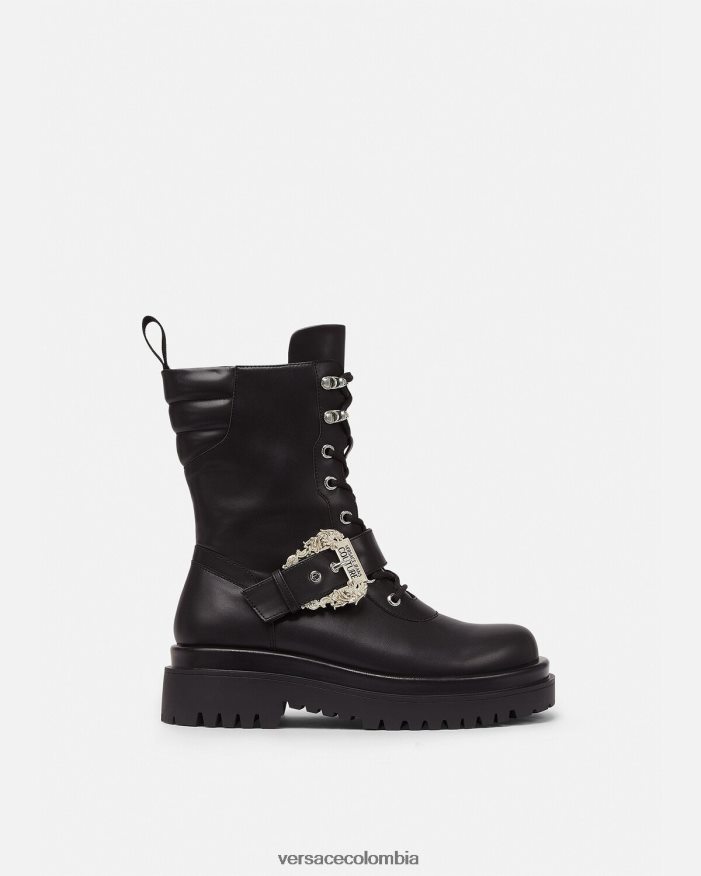 mujer botas militares con hebilla barroca Versace negro 2RP40F2270 zapato