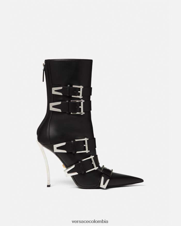 mujer botas con hebillas Versace negro 2RP40F390 zapato