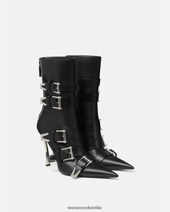 mujer botas con hebillas Versace negro 2RP40F390 zapato