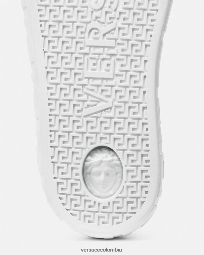 mujer zapatillas con greca diosa Versace blanco 2RP40F510 zapato